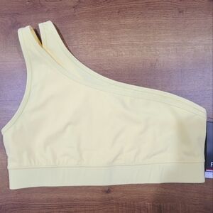 Fourlaps One shoulder Banana color sports bra size L